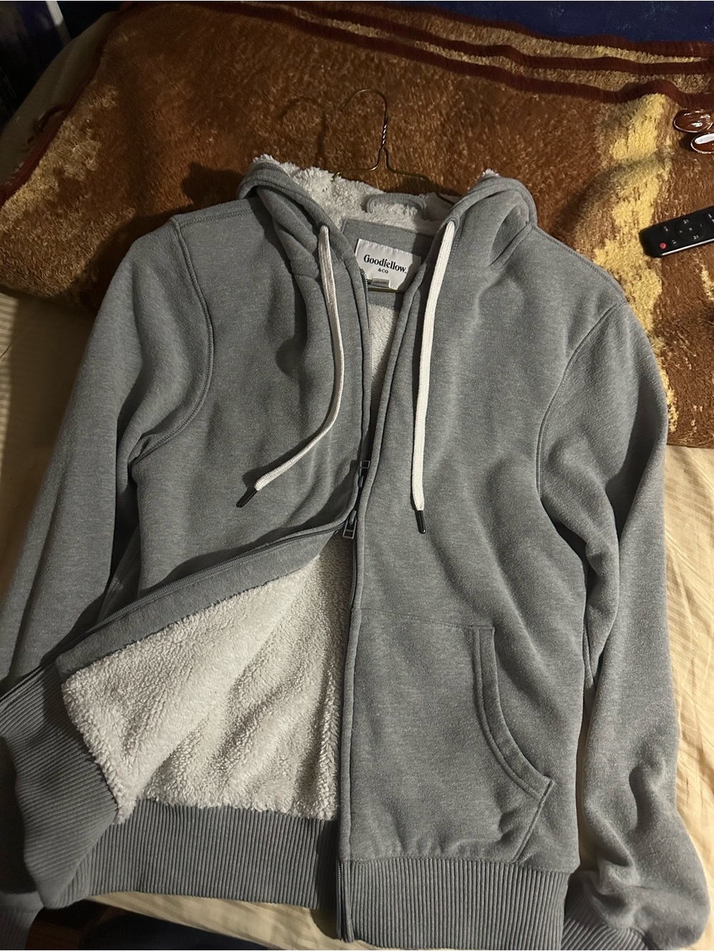 Goodfellow & Co Men’s Light Gray Sherpa-Lined Zip-Up Hoodie